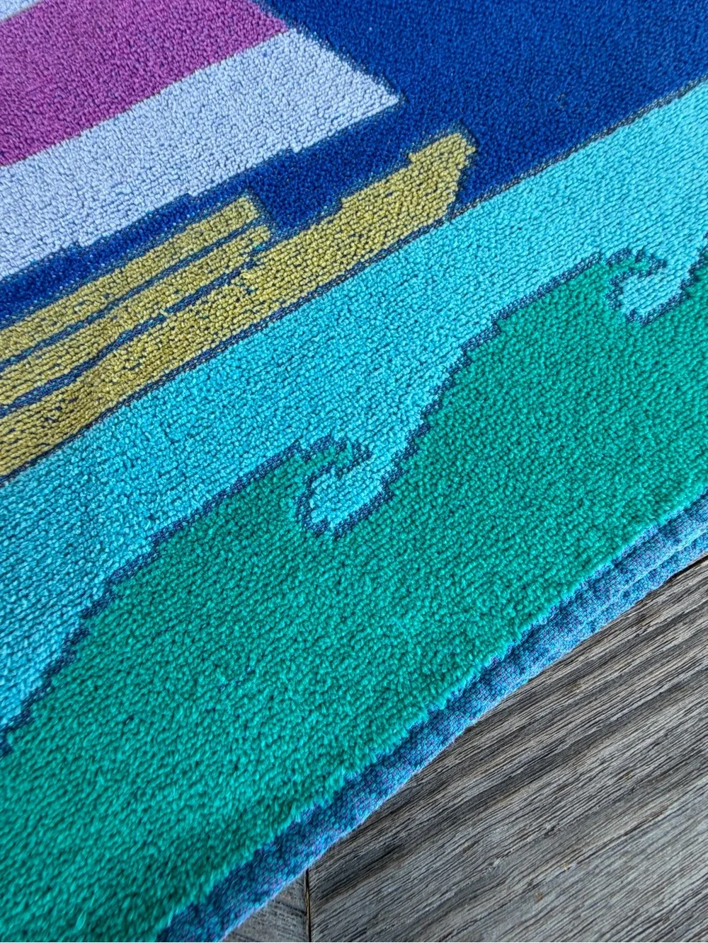 VTG TerriSol Retro Sailboat Oversized Beach Towel Blanket 100% Cotton 54” x 61”